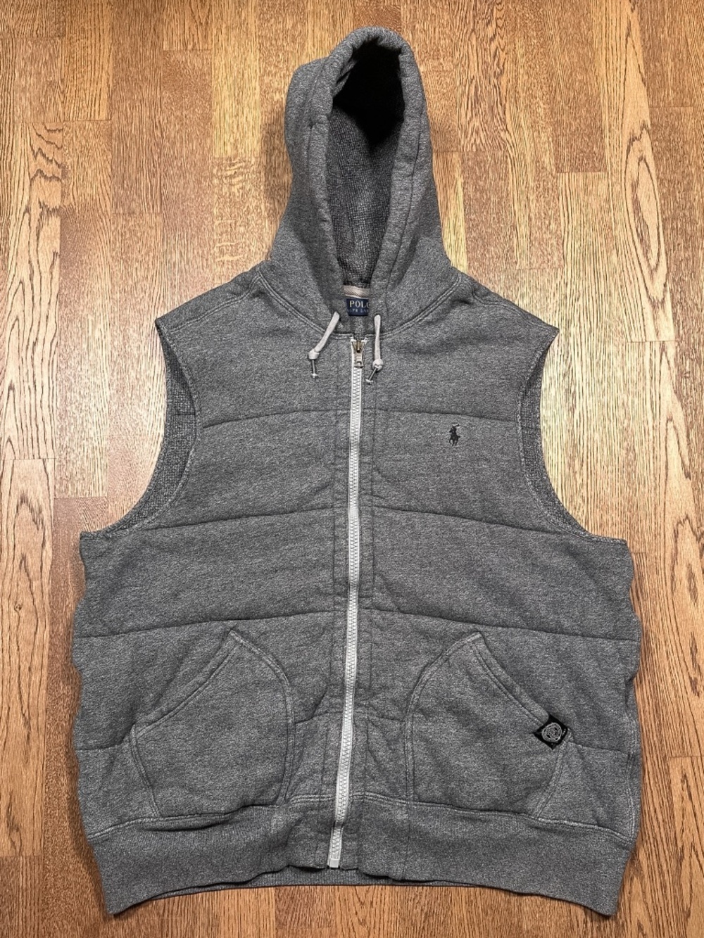 Polo Ralph Lauren Thermal Waffle Quilted Gray Hooded Vest Jacket Mens 2XL